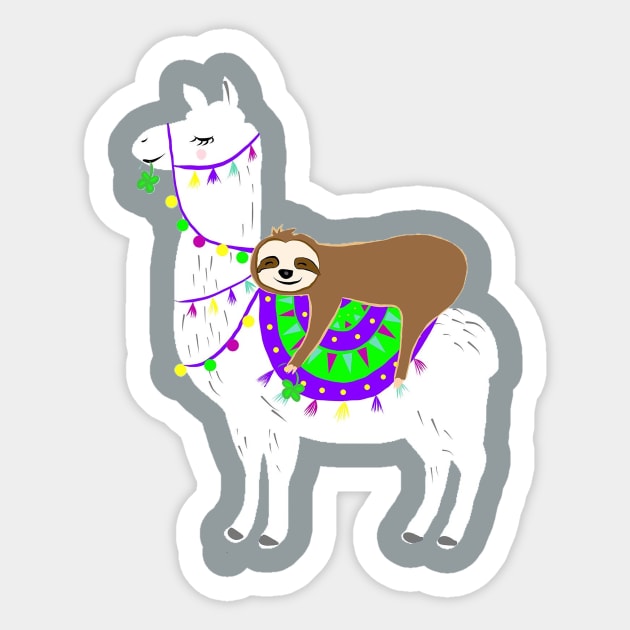 Lucky Llama and Sloth Sticker by Sandy Mitsuko Art